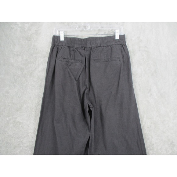 Michael Stars Pants Womens Medium Charcoal Linen Blend Wide Leg Pull On Pockets - Picture 6 of 11
